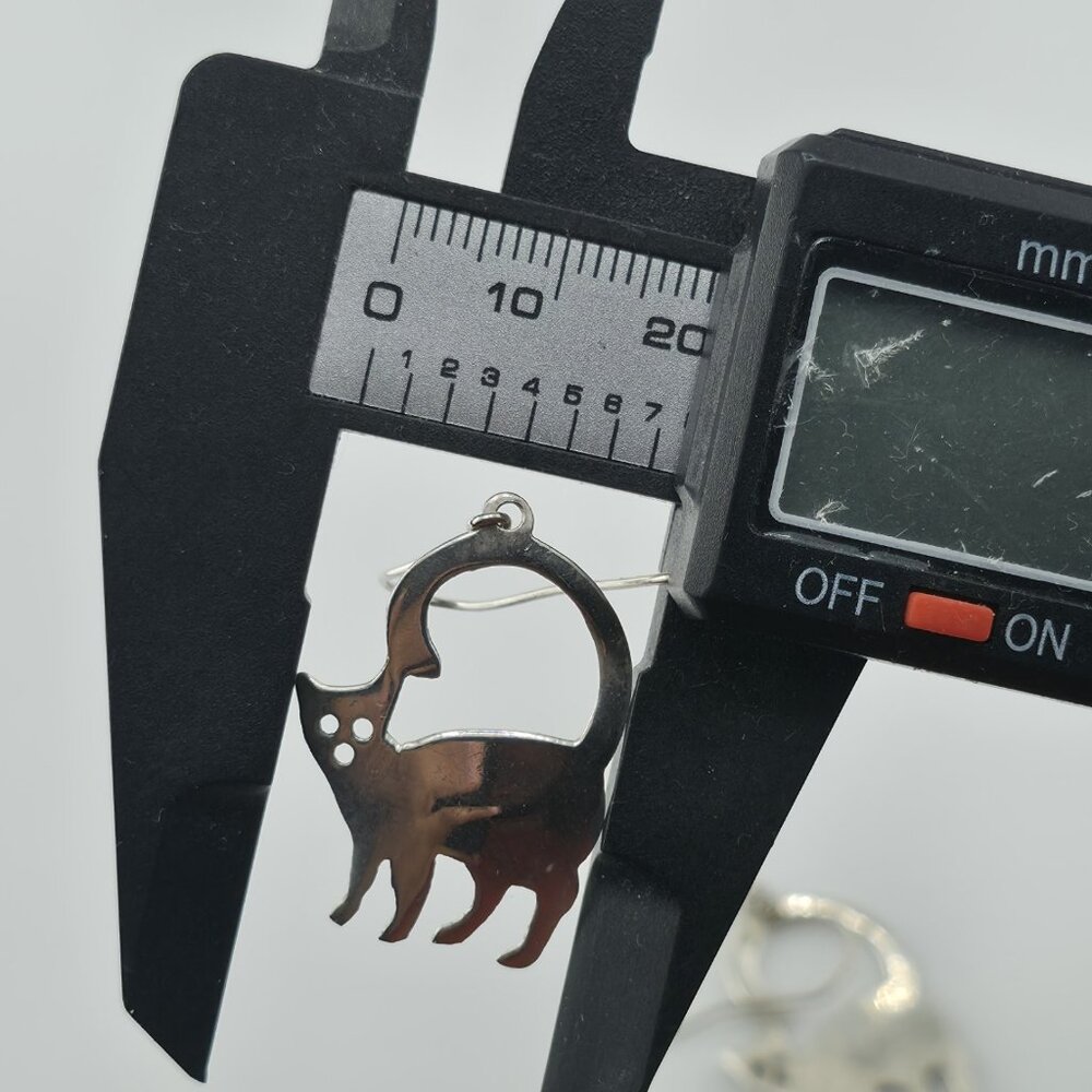 Sterling Silver Modernist Kitty Cat MCM Dangle Hook Earrings 3g 925 Vintage Alt - Picture 12 of 12